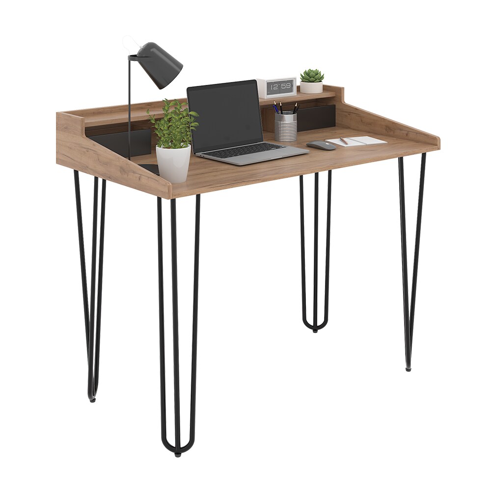 Vicco Schreibtisch Sannar Eiche Schwarz 110 x 60 cm mit Schubladen