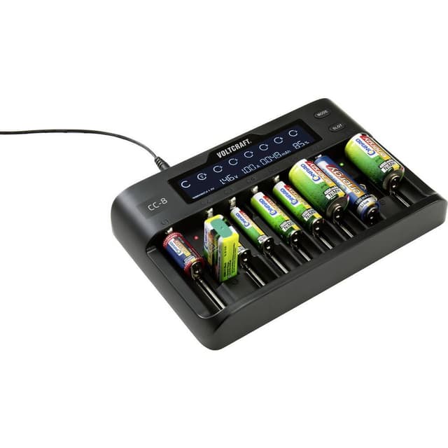 VOLTCRAFT CC-8 Oplader til runde celler Li-Ion, LiFePO