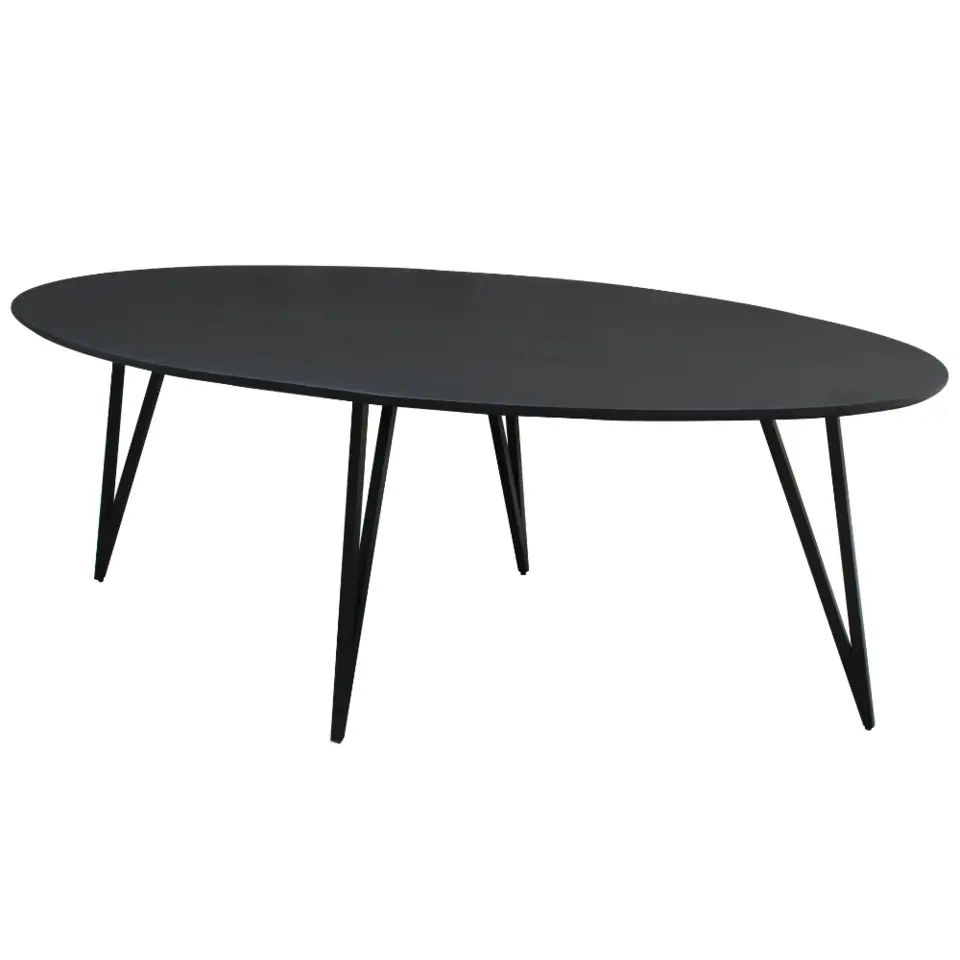 Zwart ovale eettafel Cesar 190x100 cm - Mangohout - Zwart