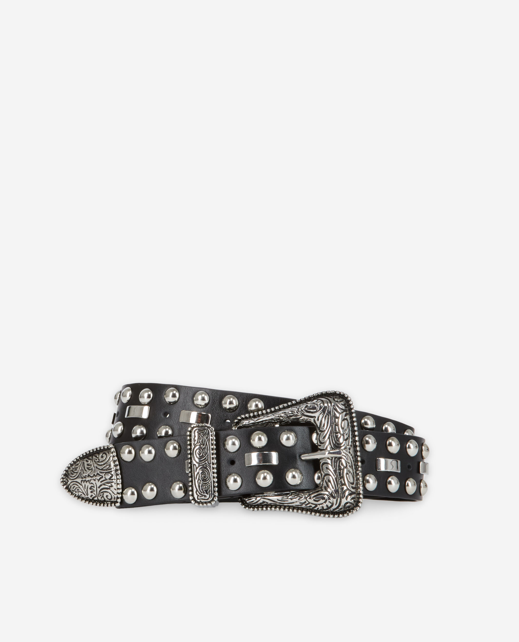 Ceinture en cuir à studs noire
