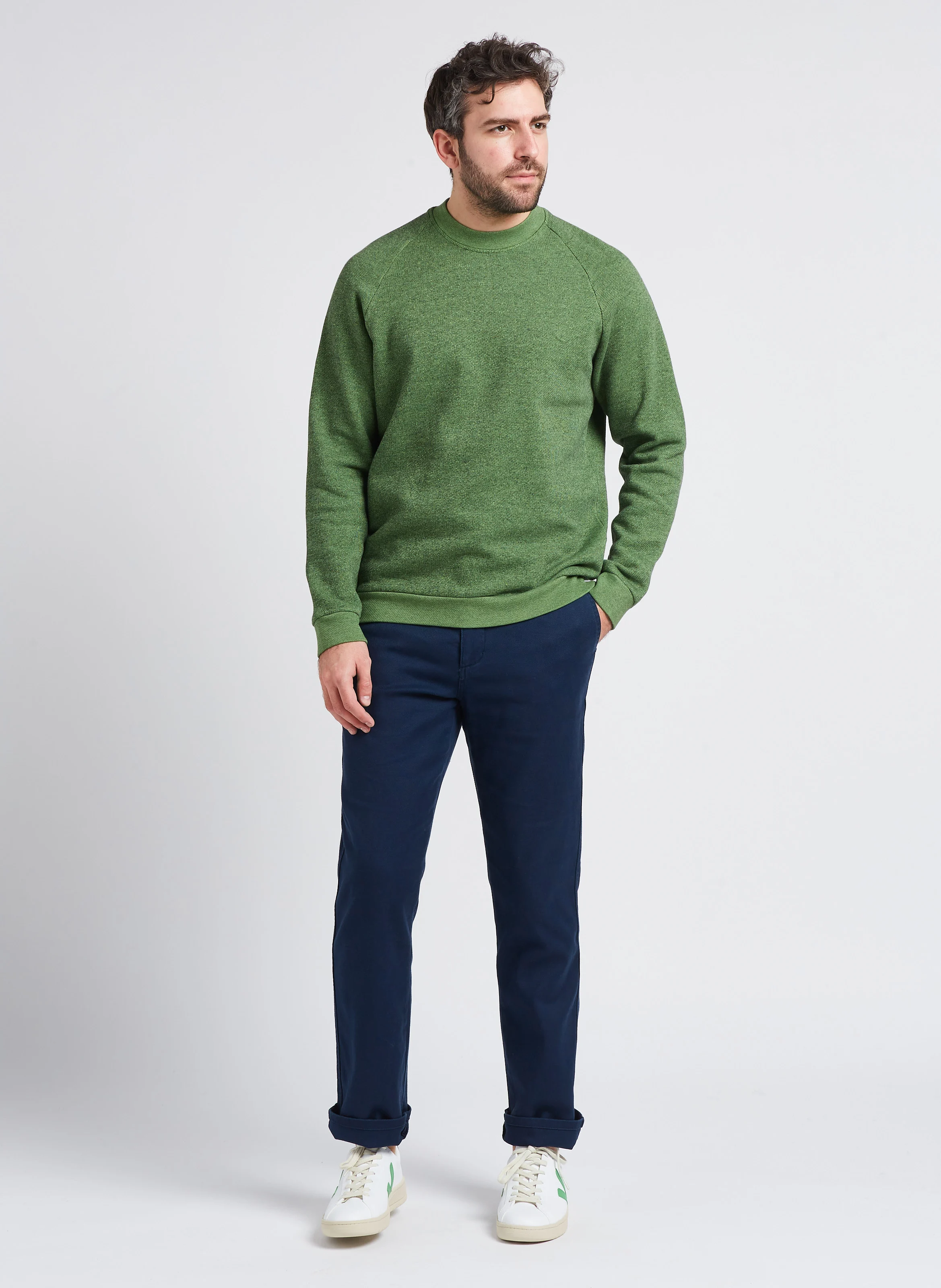 Pantalon chino slim-fit en coton mélangé| Bleu