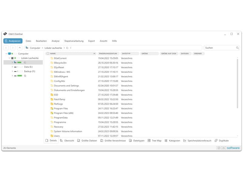 O&O Software DiskStat 4 ESD, Vollversion Speicherplatz optimieren und besser mit Windows arbeiten