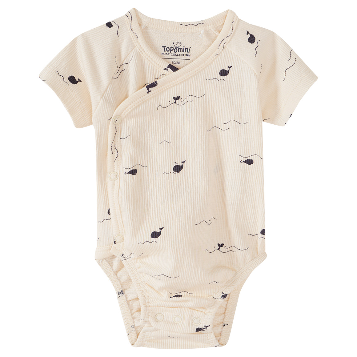 Topomini Newborn Wickelbody mit Wal-Print creme