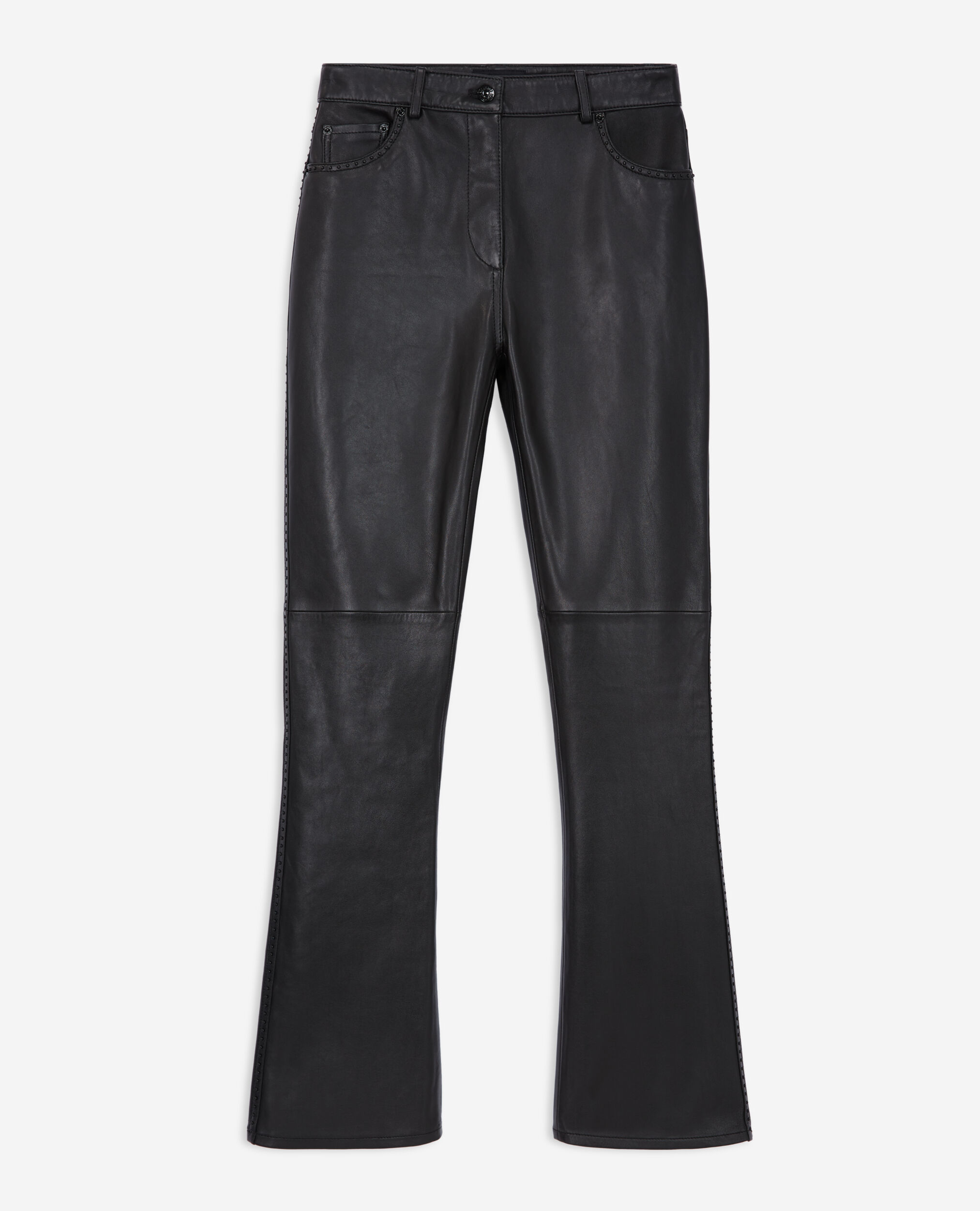 Pantalon en cuir à studs noir