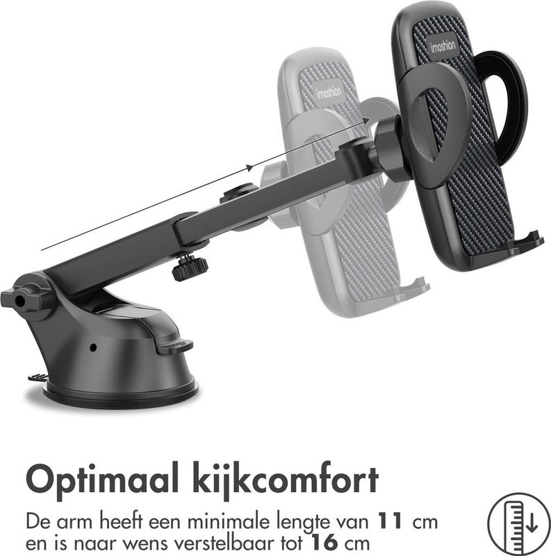 iMoshion - Telefoonhouder Auto - Zwart - Verstelbaar - Universeel - Dashboard / Raam / Ventilatierooster