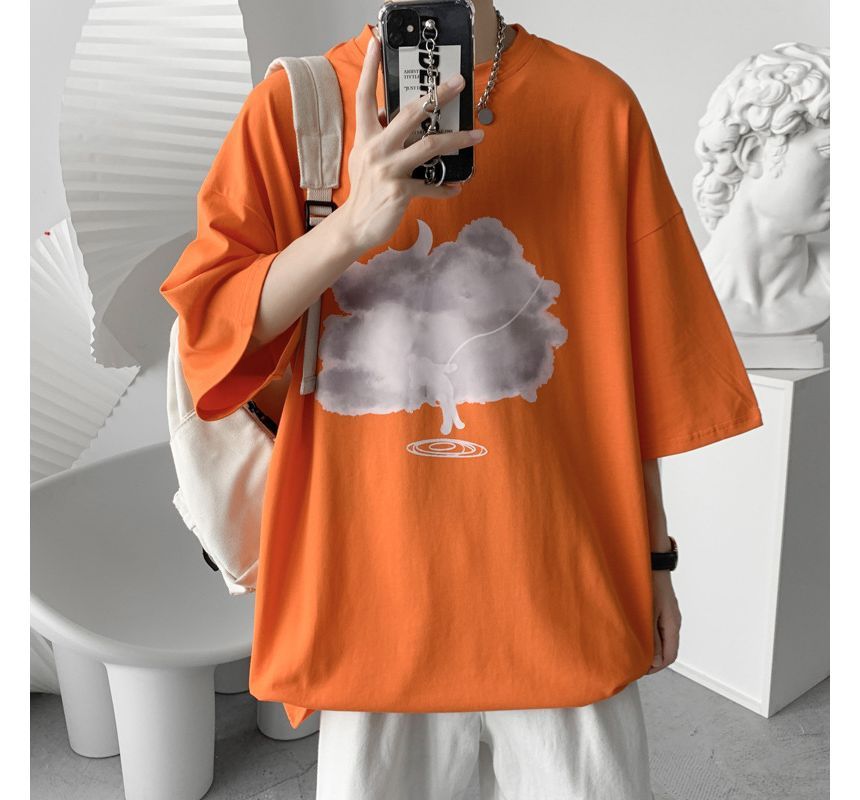 Wewewow - T-shirt met ronde hals en elleboogmouwen
