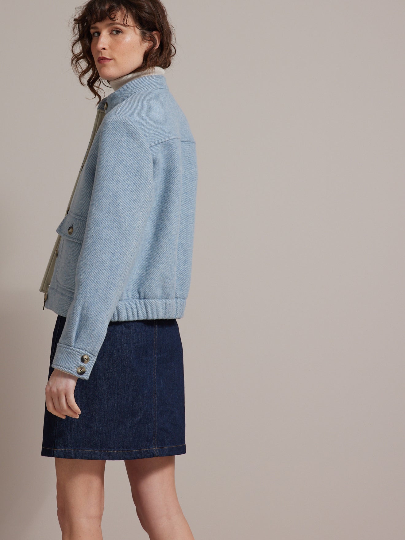 Veste blouson lainage double face femme