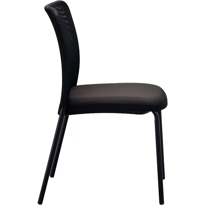 Chaise visiteur reconditionnée - assise tissu et dossier maille - noir