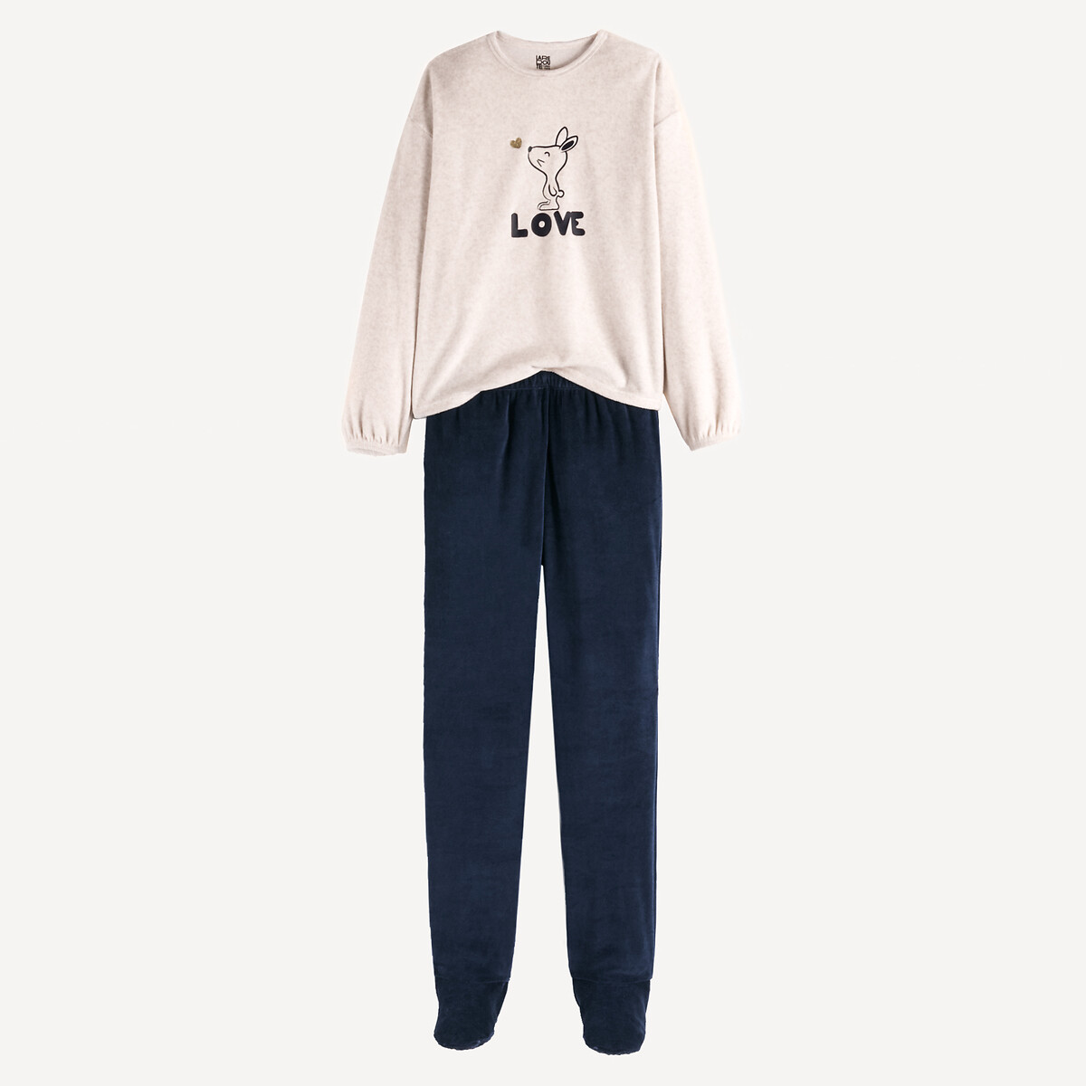 COLEÇÕES LA REDOUTE<br>Pijama de veludo com pezinhos, estampa de coelho