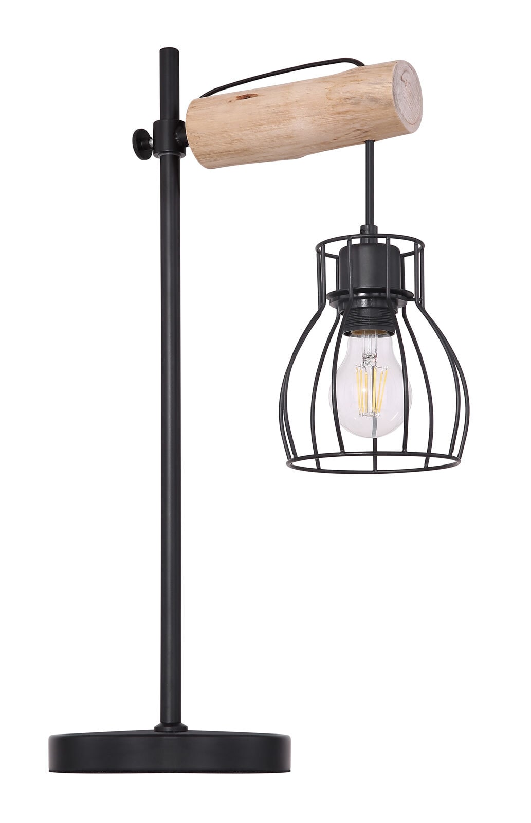 GLOBO Retrofit Tischlampe MINA schwarz/naturfarbig