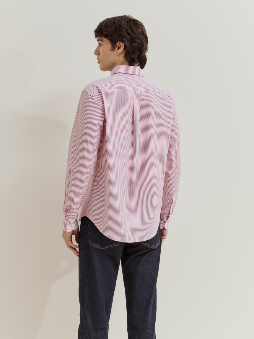 Camisa às riscas em algodão