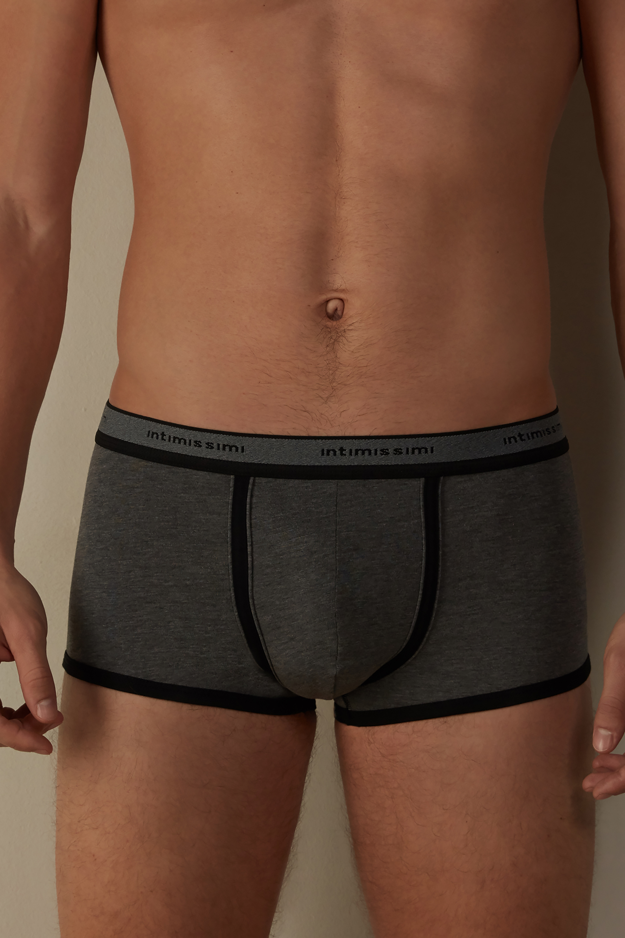 Cuecas boxer em algodão elástico Supima® com logotipo.