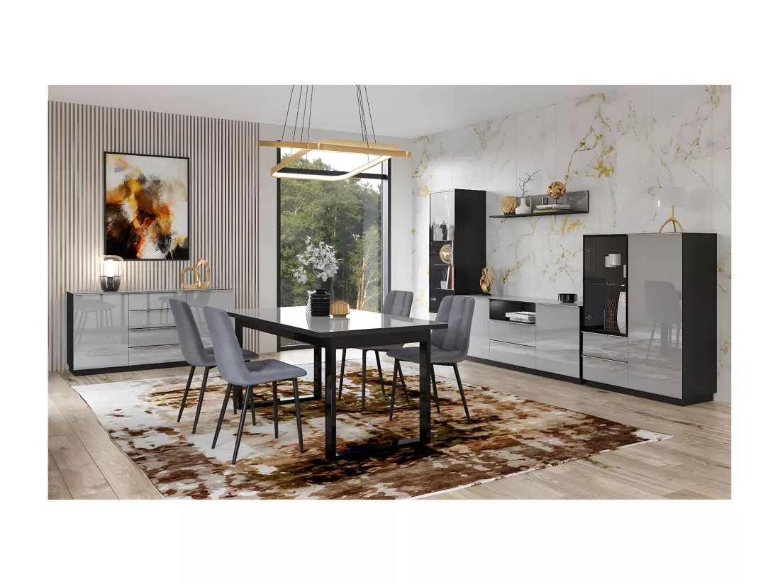 Vaisselier 2 portes 2 tiroirs Mathis Gris et Noir