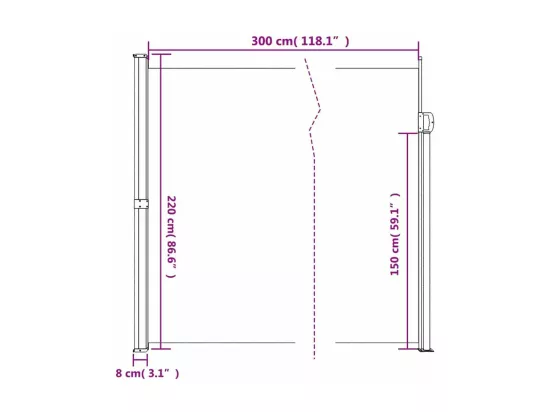 Auvent latéral rétractable taupe 220x300