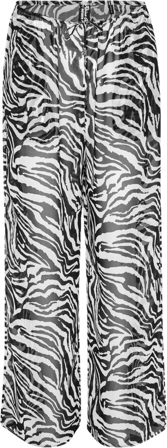 ROTATE Birger Christensen LIGHT STRAIGHT PANTS Zebra aop   bright white comb.