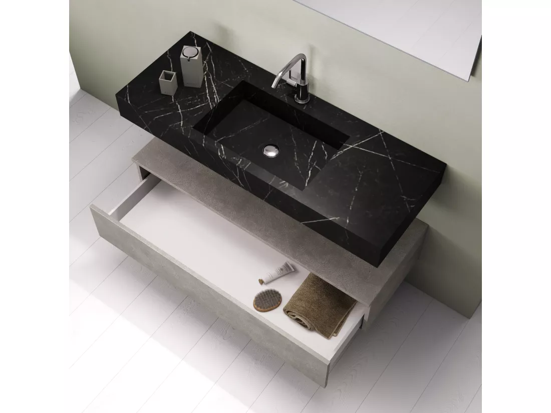 Ensemble de salle de bain 5 pièces ASTRA noir graphite/havane pierre