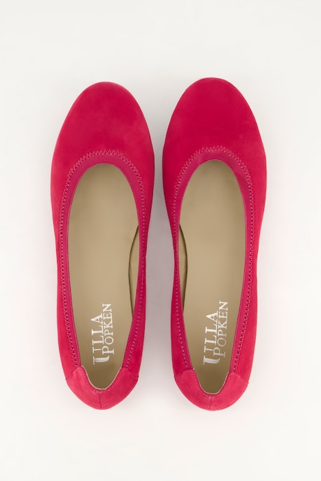Leder-Ballerinas, Veloursleder, elastischer Einstieg, Weite H