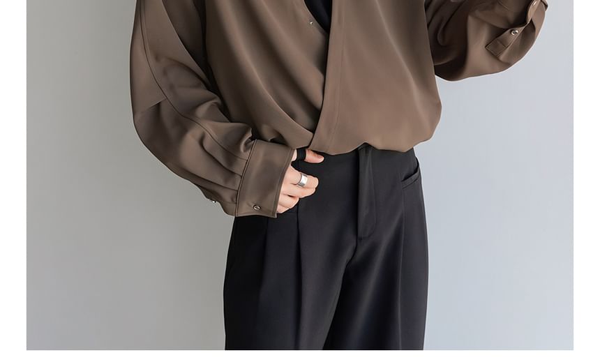 CHIC ERRO - Lange mouwen V-hals effen wikkelshirt