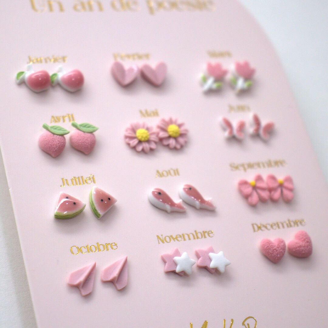 Yuko b. oorbellen roze - 12 paar