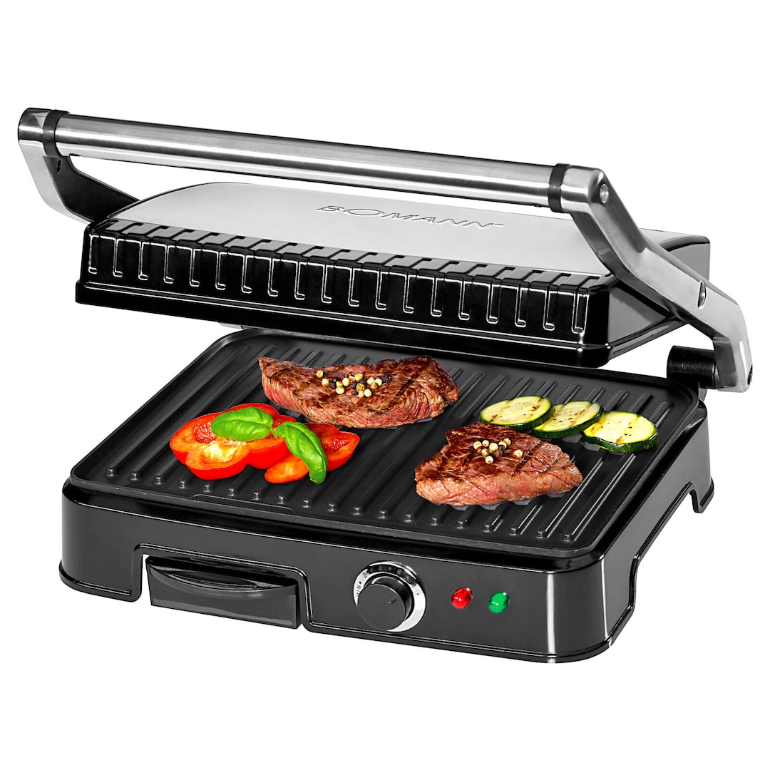 BOMANN Kontaktgrill KG 2242 CB Edelstahlgehäuse, schwarz, 2000 Watt