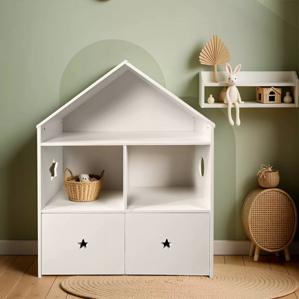 Etagère enfant bois 3 niveaux (H97 cm) Stars Blanc