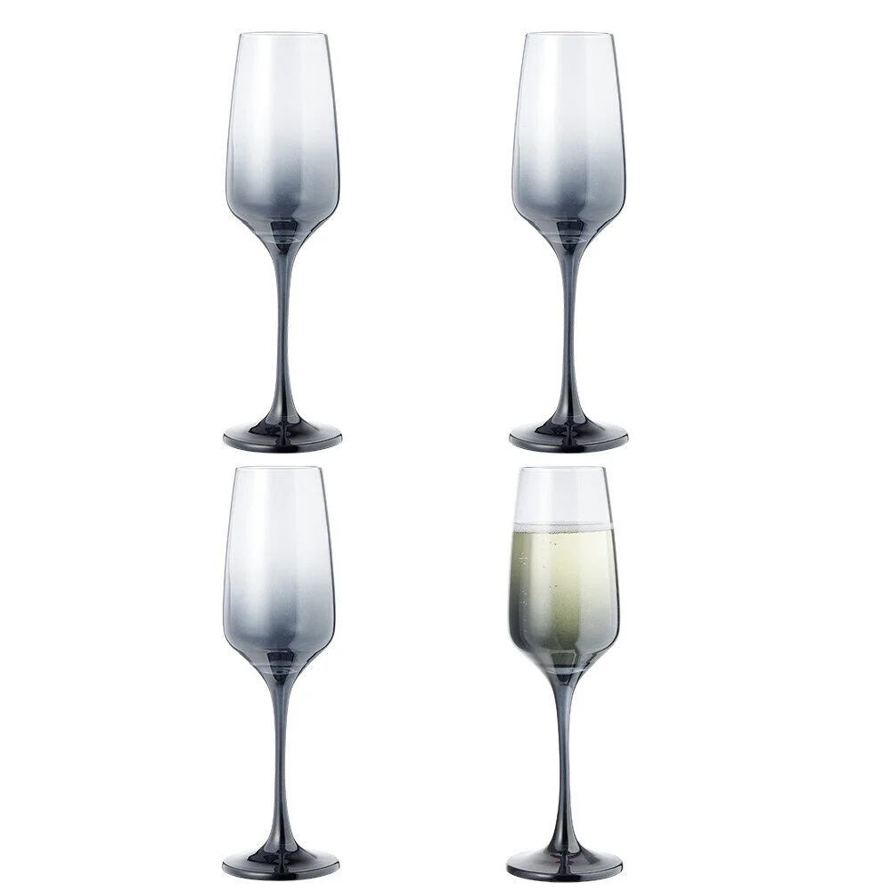 Flûte à champagne fumé noir 19,5cl x4