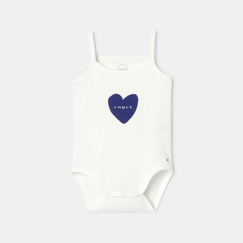 Lot de 3 bodies à bretelles en coton bio bleu bébé fille Absorba Bleu