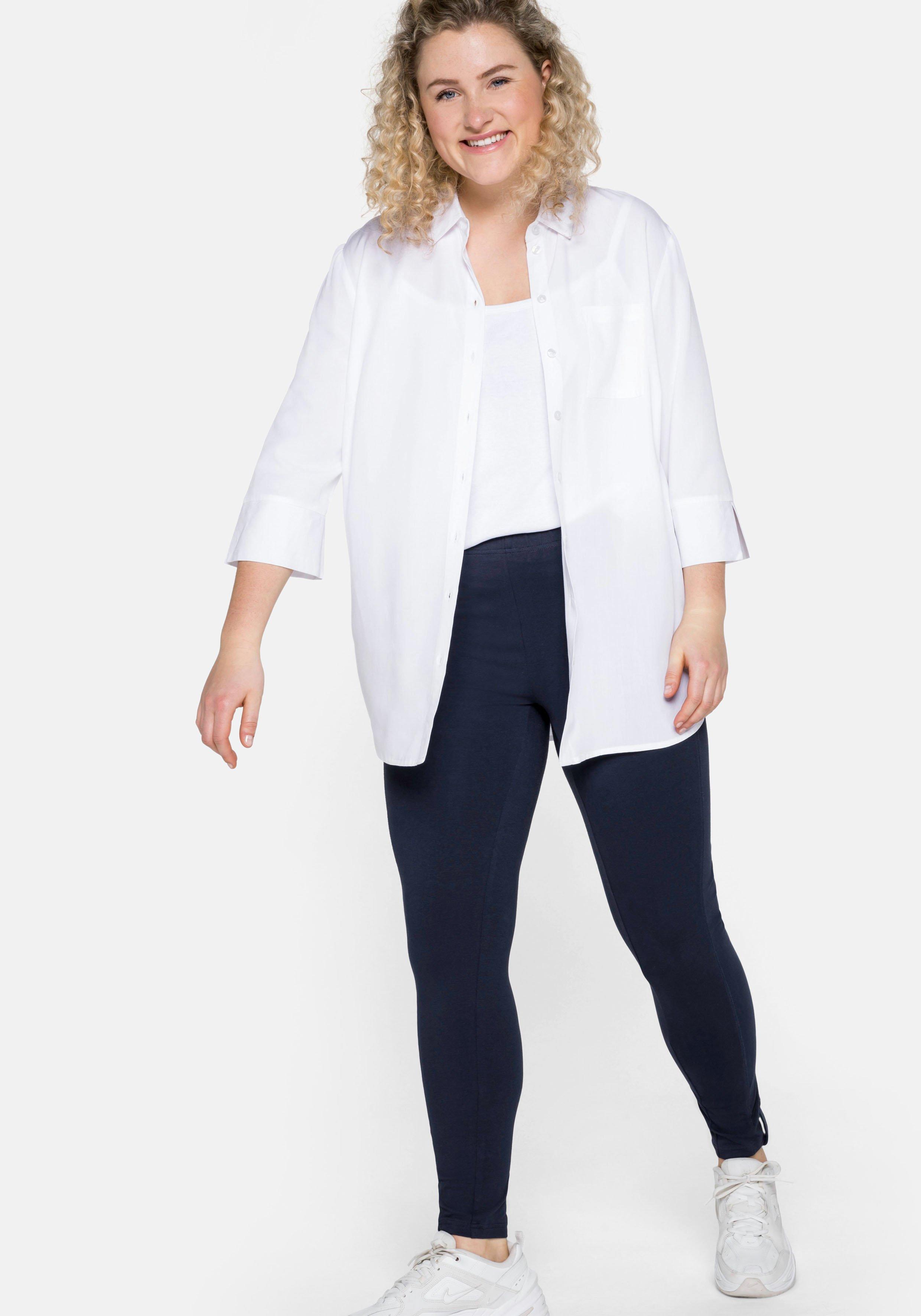Leggings in Ankle-Länge, mit Knopf-Detail am Saum