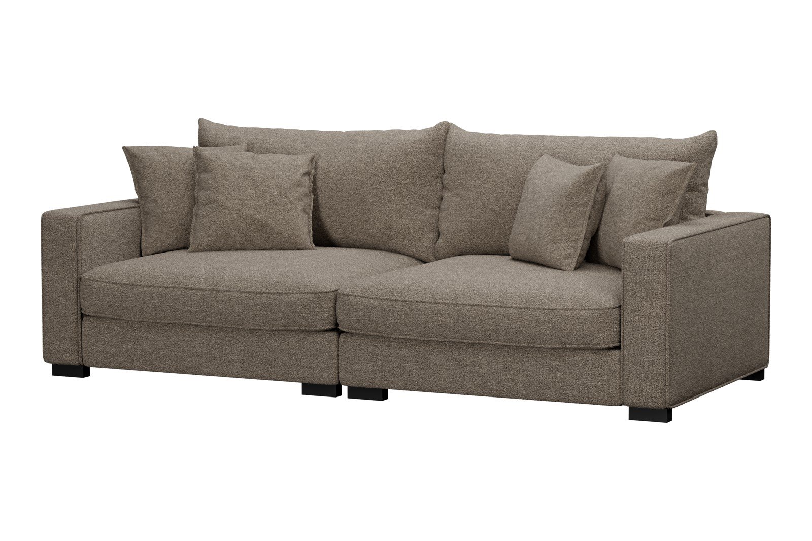 Rossi Lux 3-seter sofa Tekstil Beatto 1023 Grønn Grå, arm B med sorte ben. Lux Komfort.