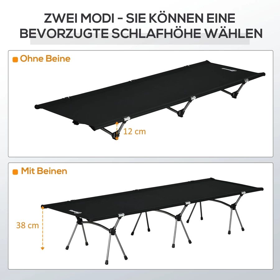 Outsunny Feldbett mit Tragetasche schwarz