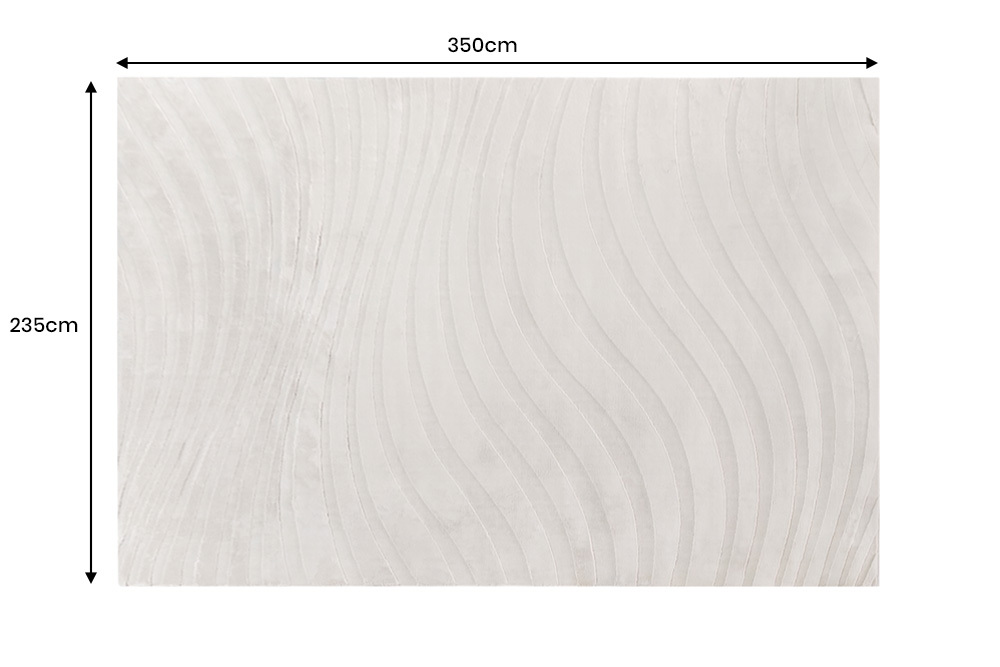 Moderner XXL Teppich WAVE 350x235cm beige Kurzflor Indoor Hoch-Tief-Effekt