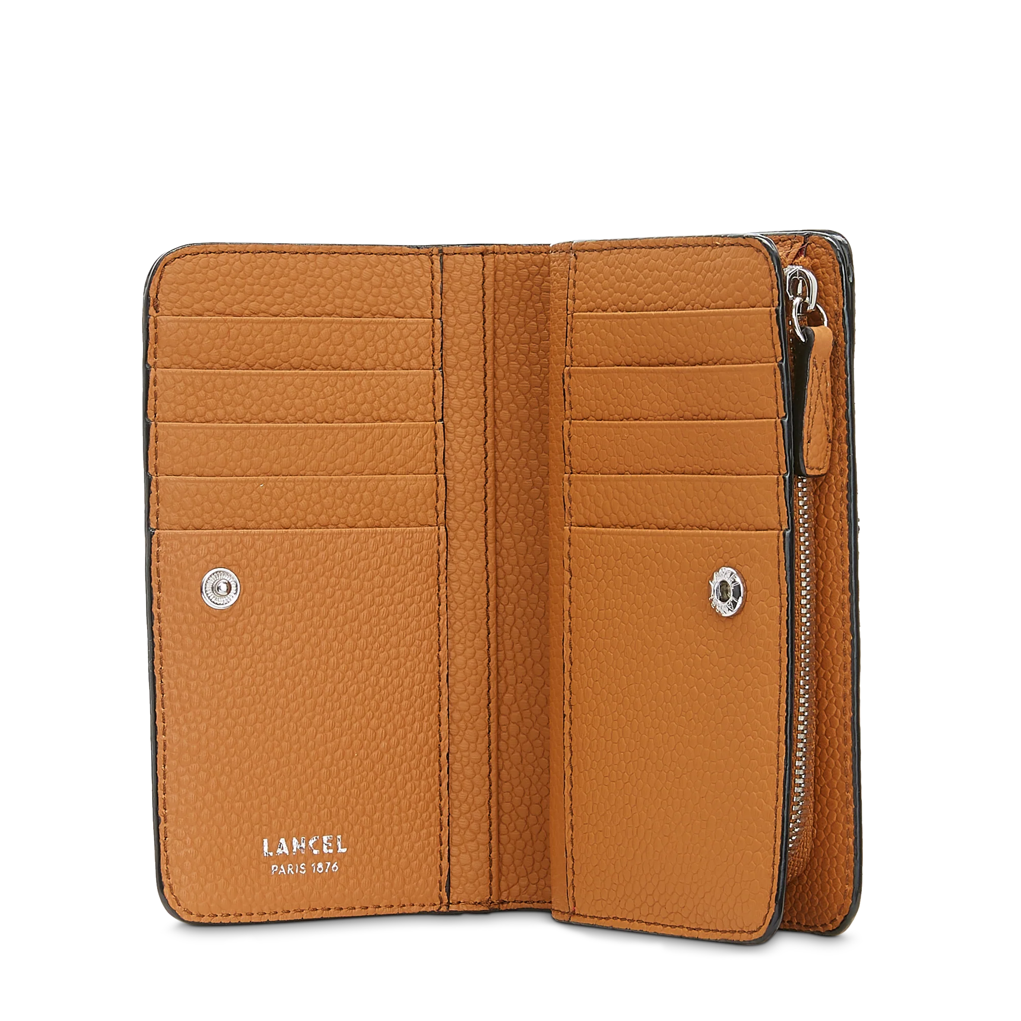 Portefeuille rectangulaire compact zippé Ninon de Lancel-Camel