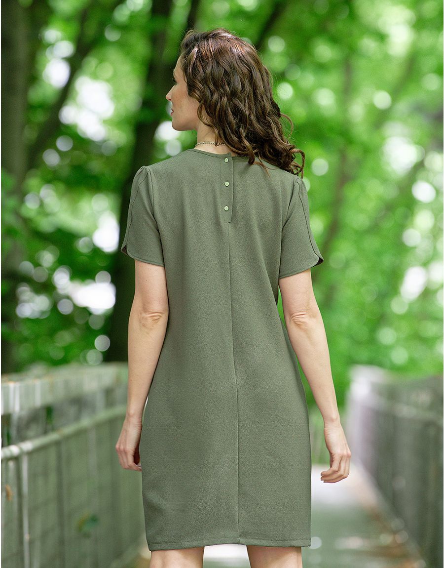 Robe droite chic kaki