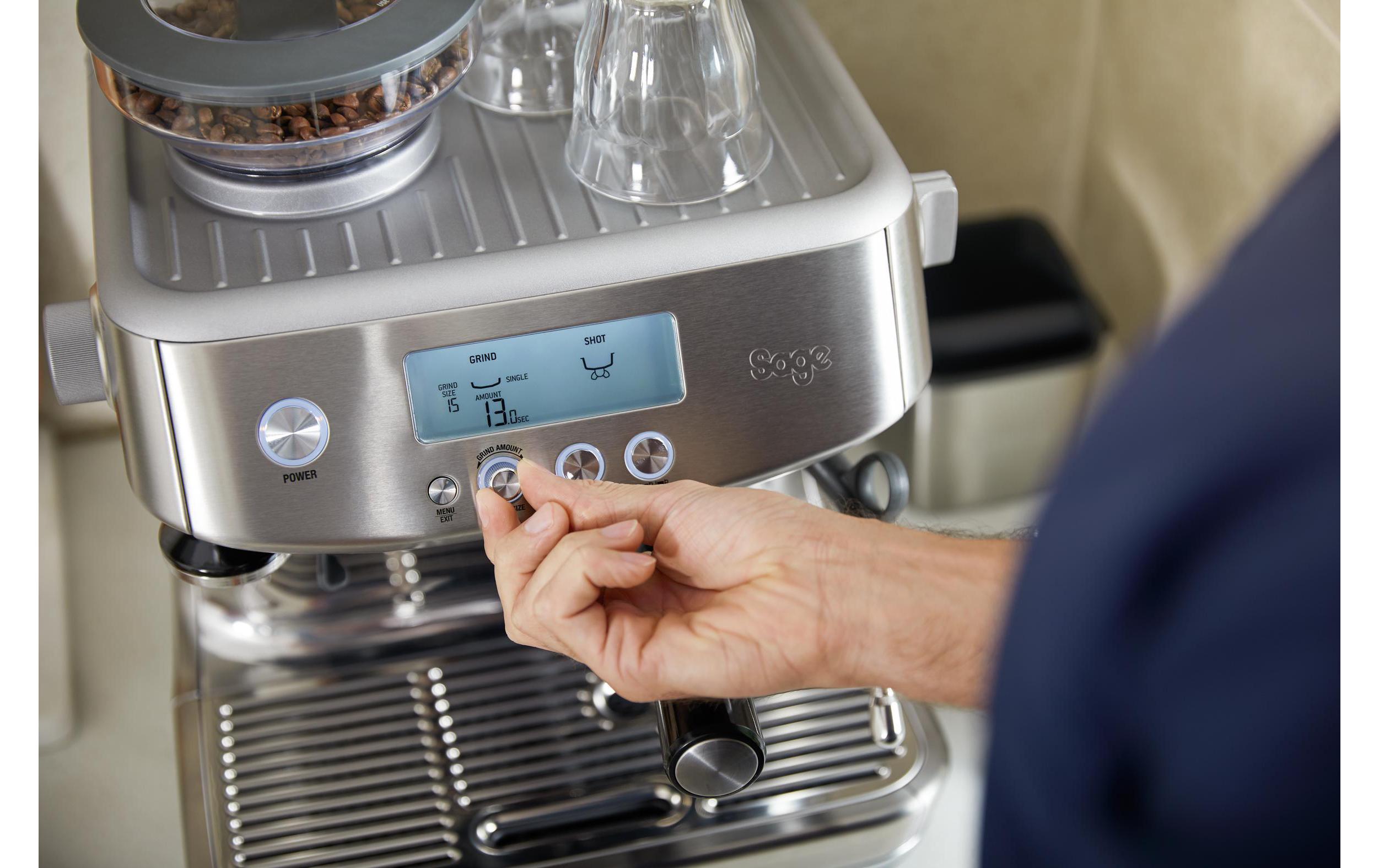 Siebträgermaschine Barista Pro Silber<br>Professionelle Espressomaschine, silbern