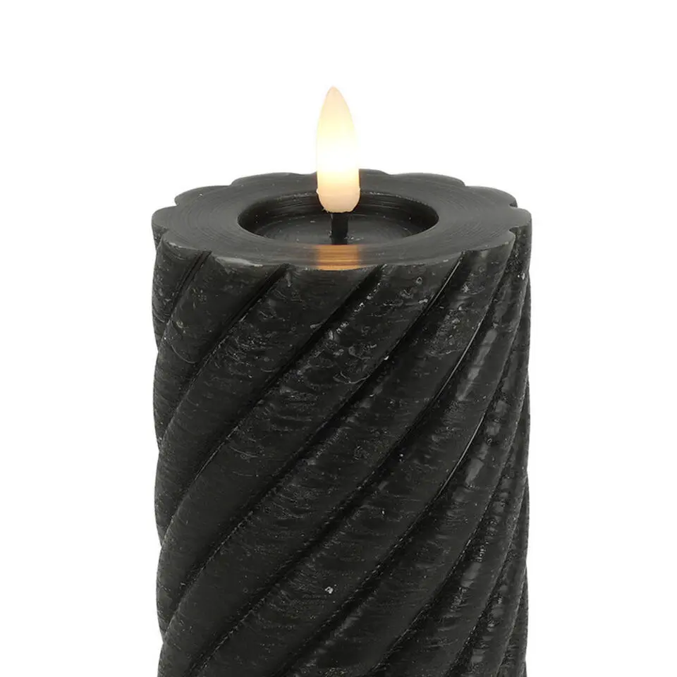 Countryfield LED kaars - zwart - D7,5 x H20 cm - timer - twirl