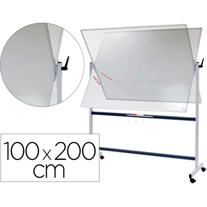 Tableau blanc rotatif vanerum emaille magnetique cadre      aluminium lisse anodise       fixation mure 100 x200cm