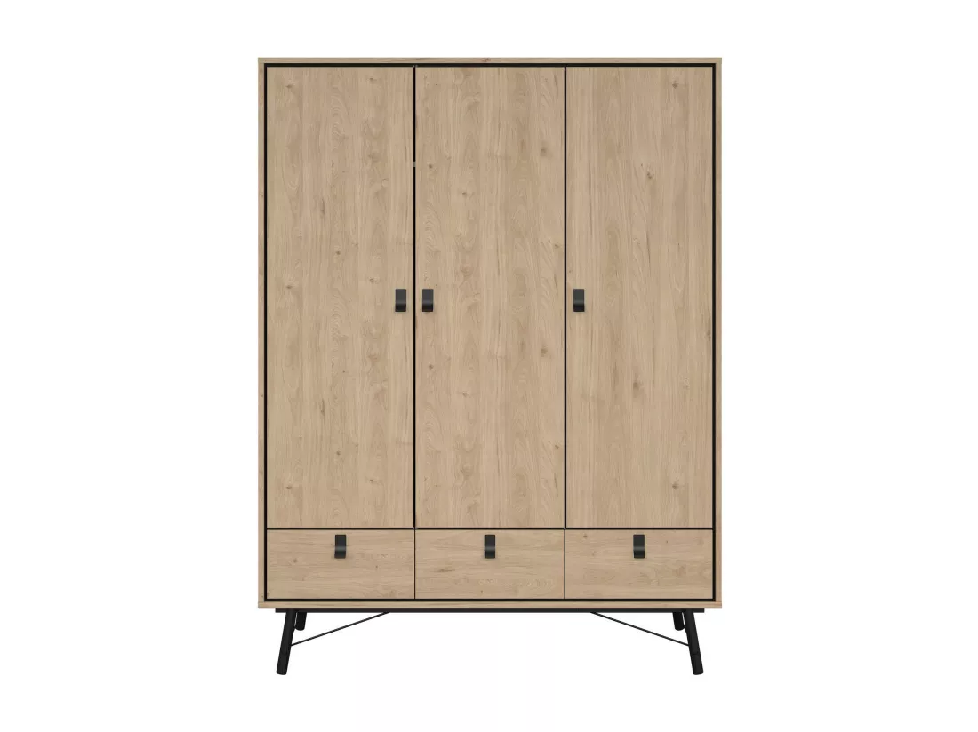 Garde-robe 3 portes Dsalvion, Meubles de chambre, Penderie de plain-pied, Placard à vêtements, 150x60 h200 cm, Chêne clair