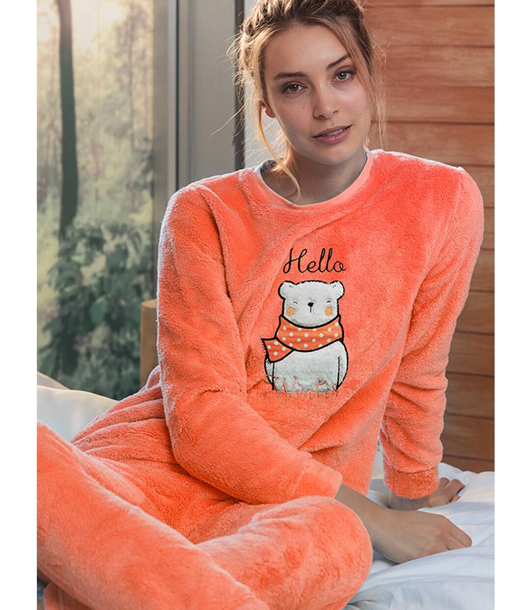 Pyjama polaire tenue pantalon top manches longues Hello Winter Admas