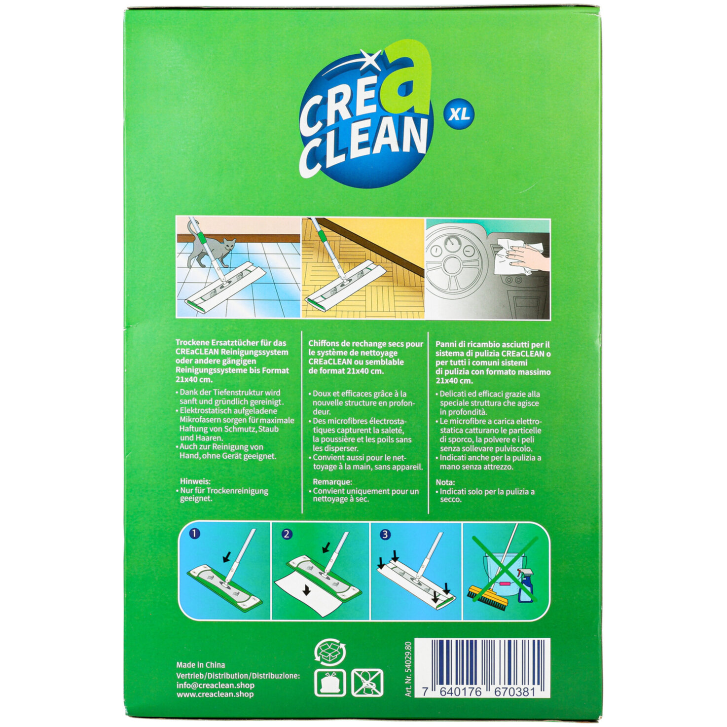 CREaCLEAN Trockene Ersatztücher XL 80 Stück
