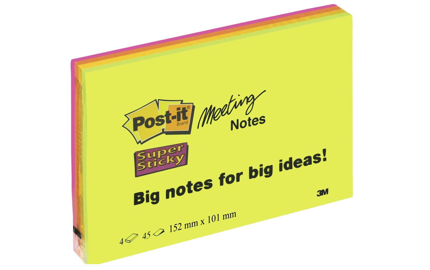 Notizzettel Post-it Super Sticky 15.2 x 10.1 cm 4 BlöckeVier Blöcke à 45 Blatt