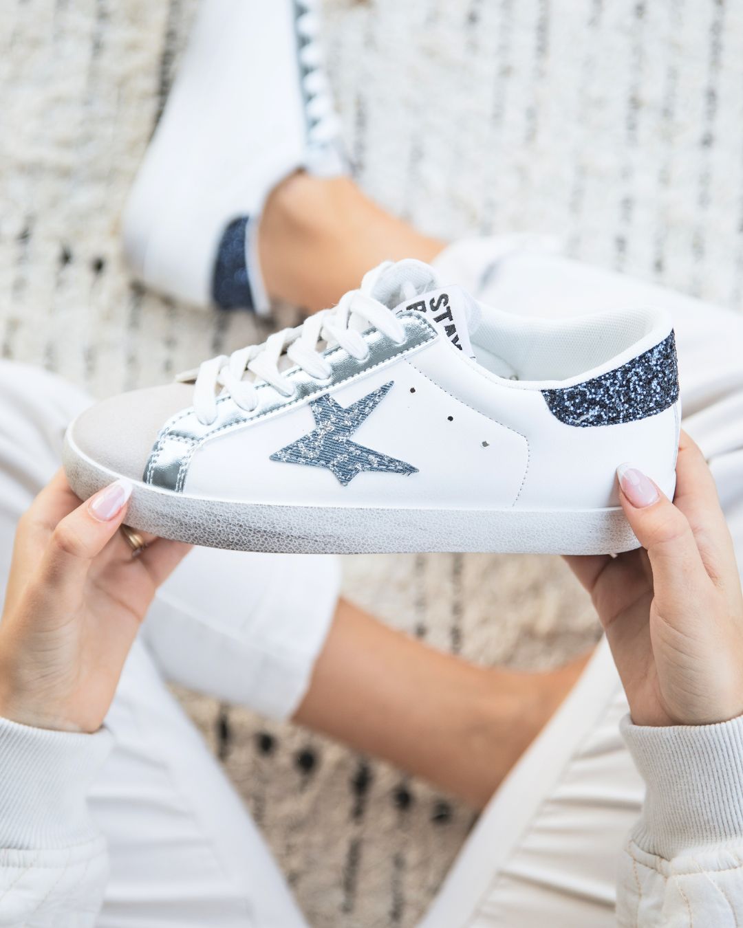 Basket femme denim bleue jeans à lacets - Bahia