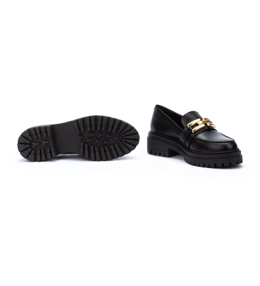 Mocassins Martinelli Blunt em couro preto com fivela dourada - Altura do salto: 4,5 cm -