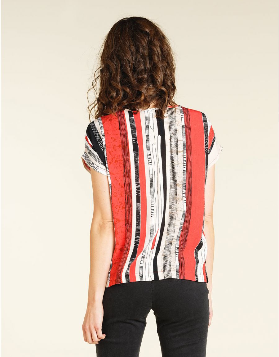 Blouse chic rayée orange