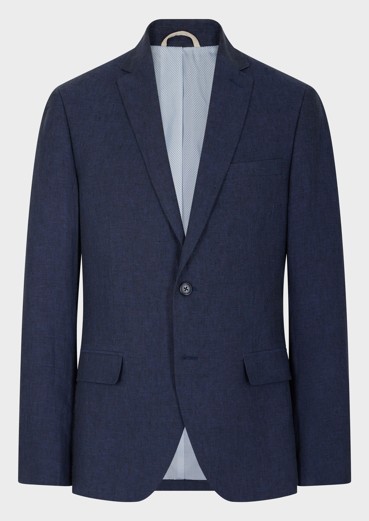 Veste coordonnable Slim en lin uni bleu indigo
