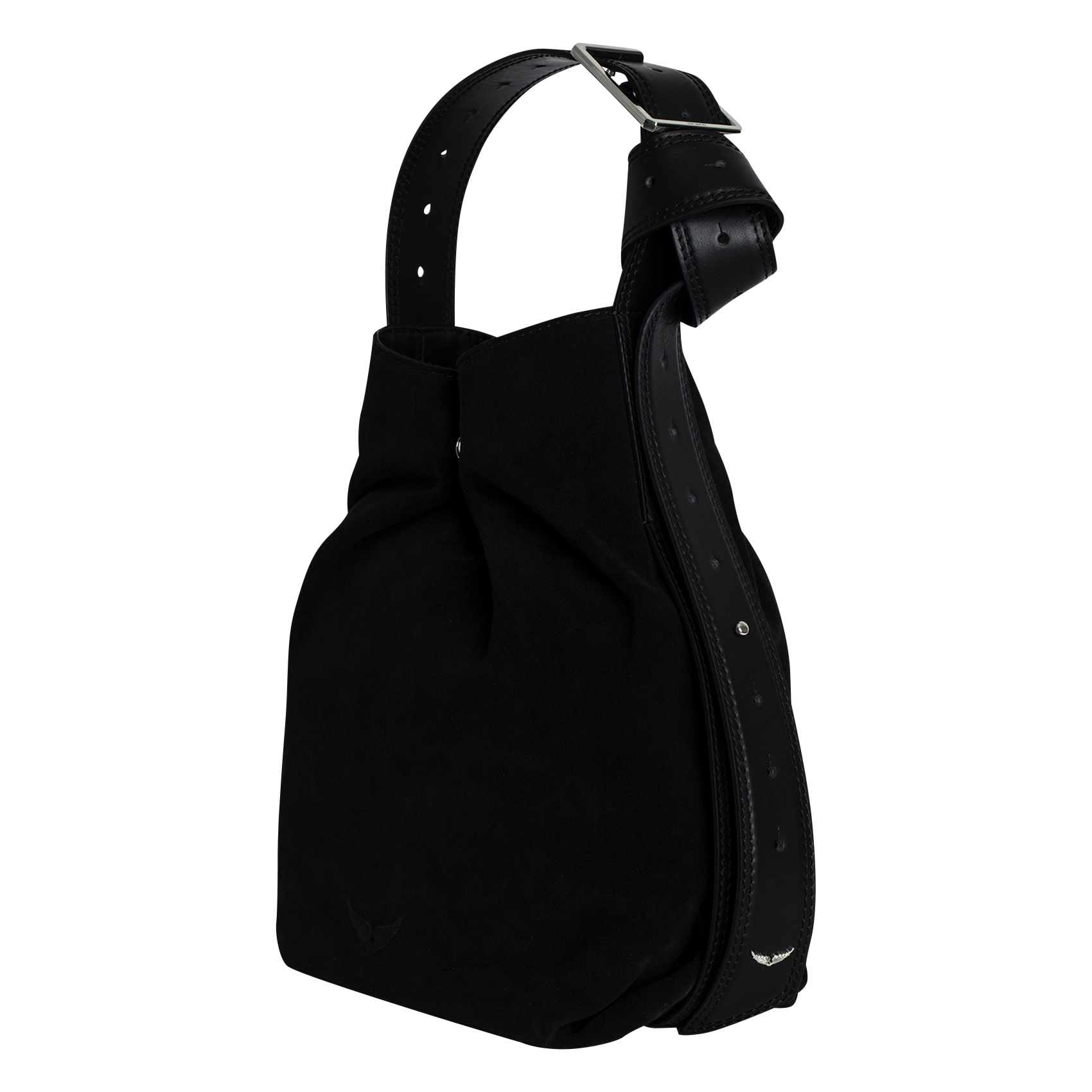 LE CECILIA HOBO - Sac hobo en cuir velours | Noir