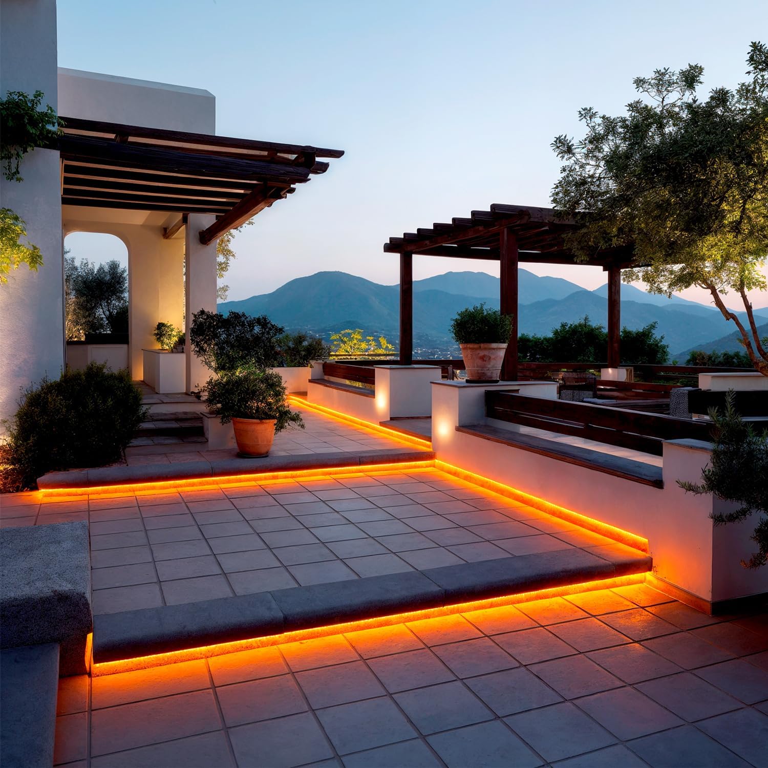 LEDKIA LIGHTING LED-Streifenrolle Neon Dimmbar 220V 50m Orange Halbrund 180° 7.5W/m Schnitt 100cm IP67 Orange