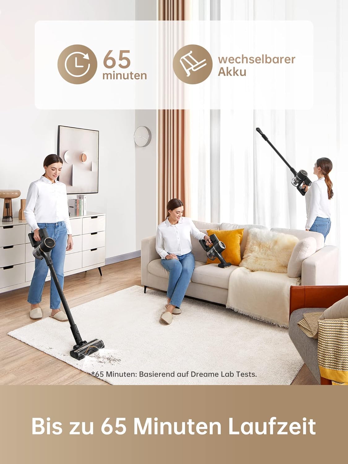 dreame R10 Pro Kabelloser Staubsauger, 20,000PA / 150AW Starke Saugleistung, 65 Min. Laufzeit, Mehrflächenbürste, LED-Lichter, Ideal für Haus- und Autoreinigung, Leicht & Vielseitig