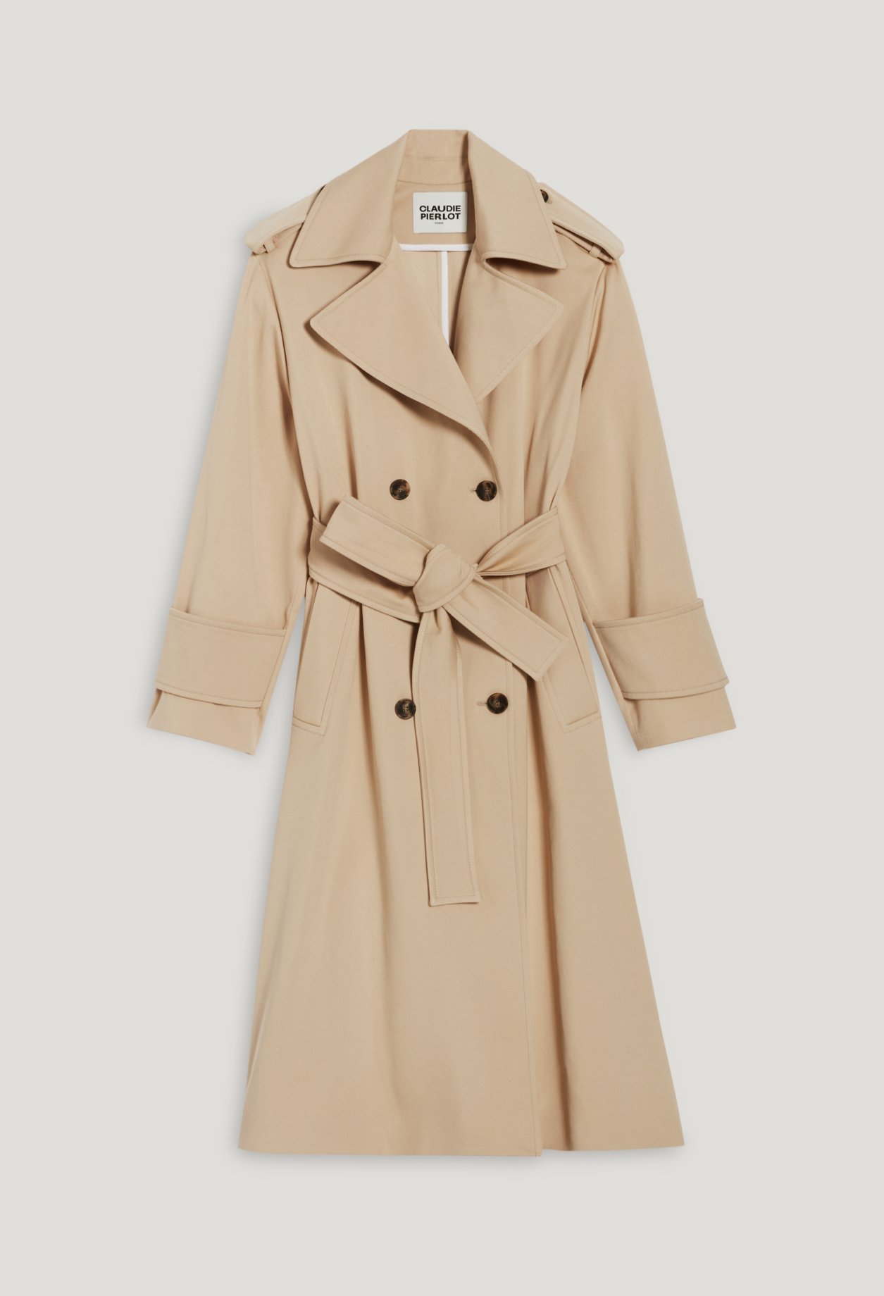 Trench long coton beige