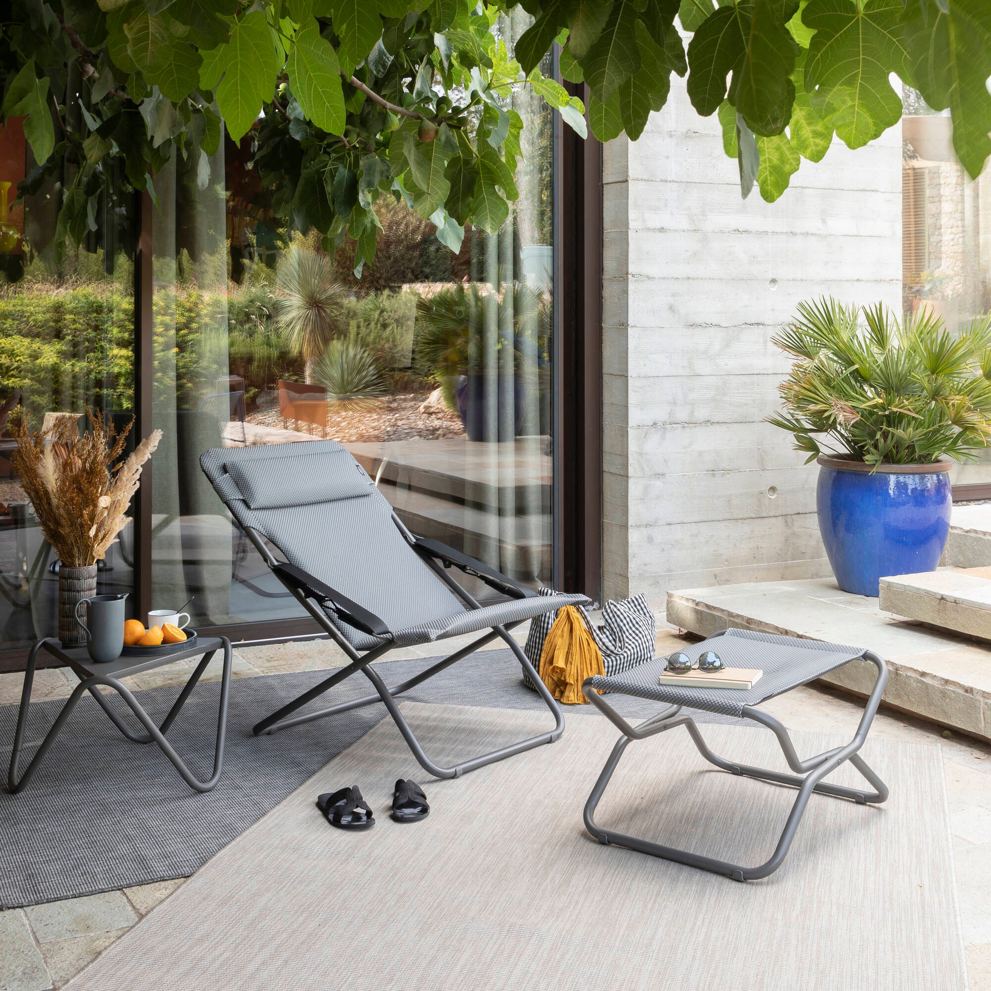 Klappbarer, gepolsterter Liegestuhl Transabed BeComfort® Grau Silver