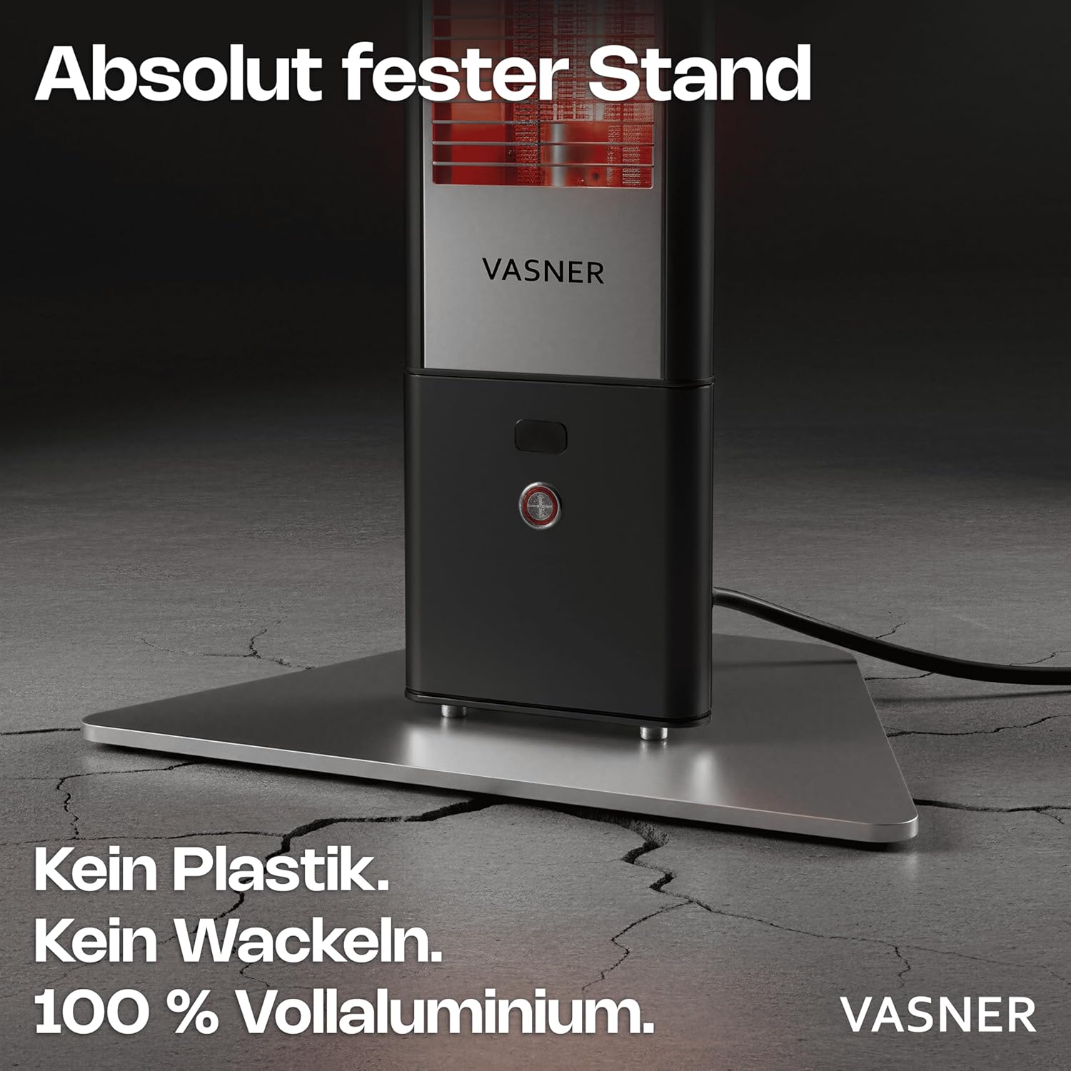 VASNER HeatTower Wärmestrahler – Infrarot Standheizstrahler 2500 Watt - Heizstrahler Terrasse elektrisch 4 Heizstufen - Elektro Heizstrahler Outdoor - Terrassenstrahler Infrarot inkl. Fernbedienung